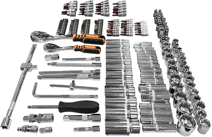 JZD Tool Set in Foam Storage Tray, 171 Pieces 3/8" Socket Mechanic, for Home Garage Auto Repair Shop Factory