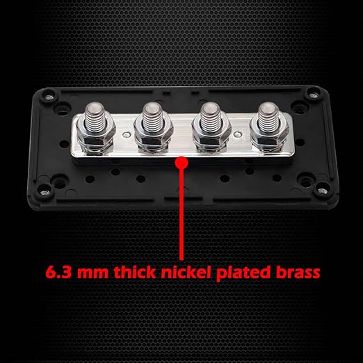 4 x M10 (3/8") Studs Power Distribution Block Bus Bar 12V, Ampper Waterproof HD 300A Marine BusBar Battery Distribution Block W/Cover for Auto Boat Solar (Black)
