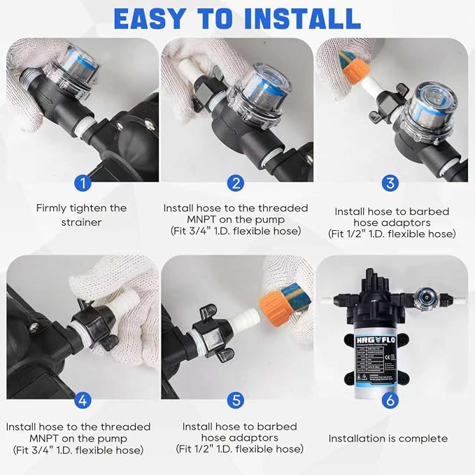 Upgraded Rv Water Pump 2088-554-144/2088-403-144 Diaphragm Pump,12 V 45 PSI RV Water Pump,3.5 Gallons Per Minute Fresh Water Pump with 1/2MNPT Connection for RV Marine Yacht