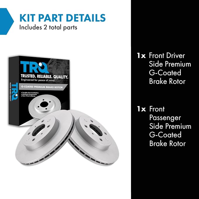 TRQ Front Brake Rotor Set G Coated Vented Compatible with 2015-2020 Honda Fit