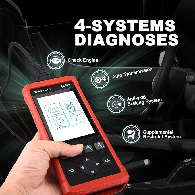 Launch Millennium 90 Pro OBD2 Scanner, DIY Full OBD Function Car Code Reader, Check Engine/ABS/SRS/Transmission Diagnostic Scan Tool, Oil/EPB/BMS/DPF/SAS Reset/ABS Bleeding Car Scanner, Free Update