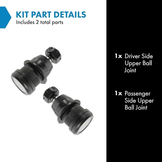 TRQ Driver & Passenger Side Upper Ball Joint Set Compatible with 2001-2006 Chrysler Sebring Dodge Stratus