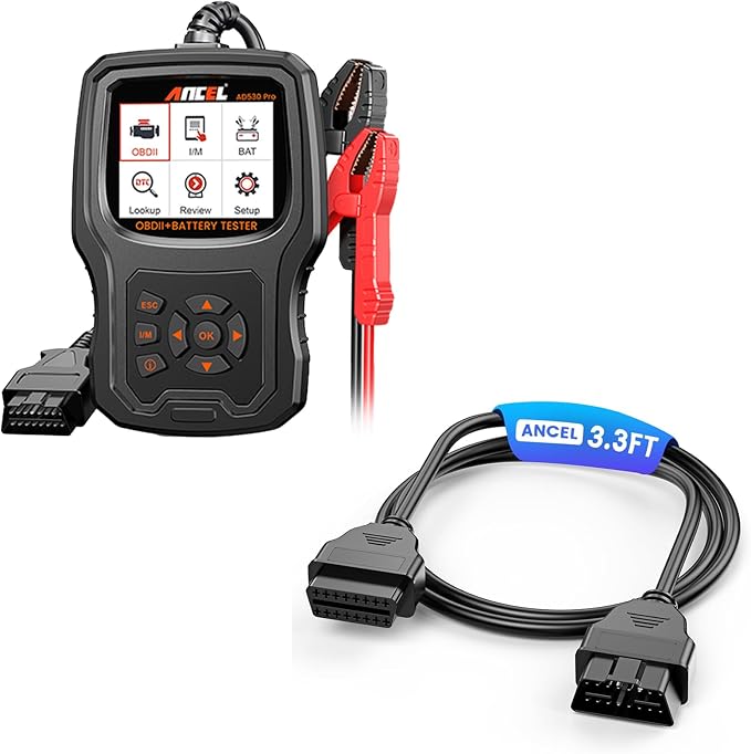 ANCEL AD530 PRO 2 in 1 OBD2 Scanner & Car Battery Tester+ANCEL OBD2 Scanner Extension Cable