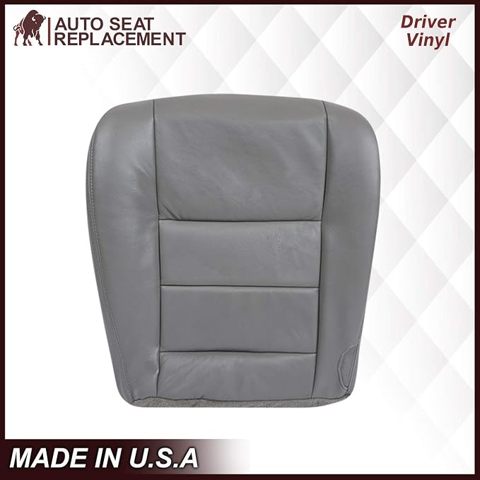 2003 2004 2005 2006 2007 Ford F250 F350 Lariat Synthetic Leather Seat Cover Replacement, Vinyl Seat Cover for Ford F250 F350 (Driver Bottom, Medium Flint (Gray))