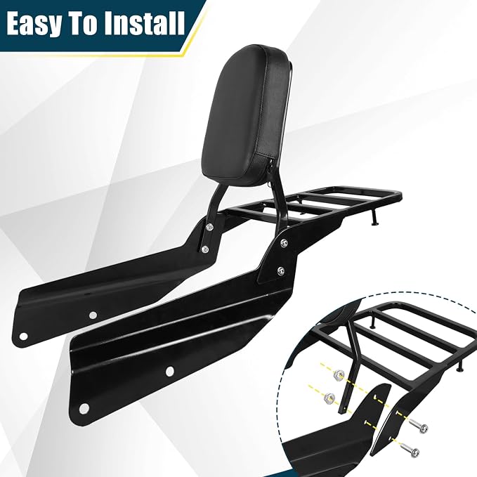 Motorcycle Passenger Backrest Sissy Bar With Back Rest Cushion Pad And Luggage Rack Compatible With For Honda VTX1300 VTX1800 N/R/S/T 2002-2009 Backrest