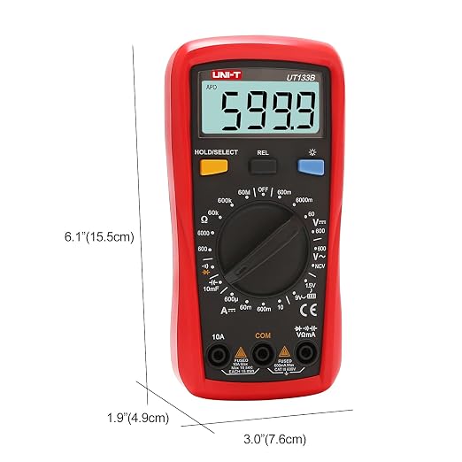 UNI-T Digital Multimeter Tester UT133B, AC DC Voltage Current Dmm Multimeter 6000 Counts NCV Measures Volt Amp Ohm Capacitance Continuity Buzzer Diode Test Battery Test, Palm Size Backlight Data Hold