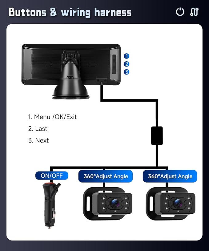 Rear Seat Baby Car Camera for Backseat HD-Rear-Facing CarBaby Monitor Night Vision, Adjustable View Angle, Easy Setup,360°Rotatable Camera, Safety for Kids 6.86“ IPS car Baby Monitor Split Screen