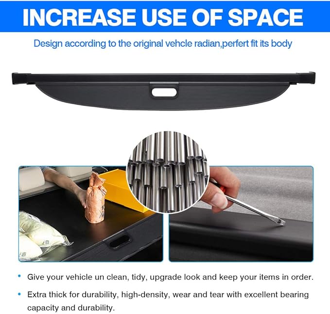 Powerty Retractable Cargo Cover for Mercedes Benz GLE 2016-2019/ Benz ML Series ML350 2012-2015, Canvas Texture Trunk Cover Privacy Screen Rear Security Shade for Benz Accessories