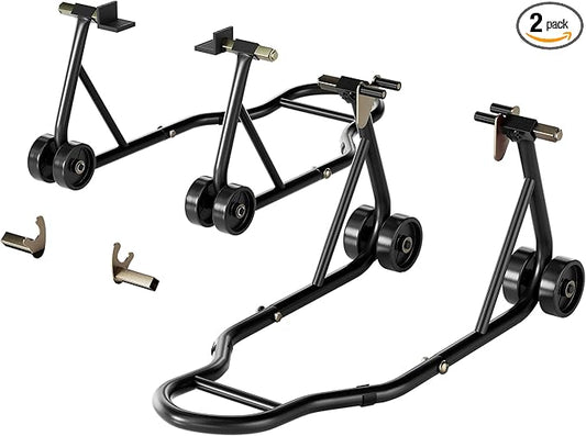 SPECSTAR Universal Motorcycle Stands, 882 Lbs Capacity Front Rear Wheels Lift Combo with U+L Adjustable Swingarm Spool, Heavy Duty Paddock Stands fit for BMW, Suzuki, Yamaha, Honda, Kawasaki, Black