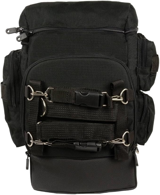 Milwaukee Leather SH688 Large Black Retractable Nylon Sissy Bar Motorcycle Bag with Luggage Handle - Large