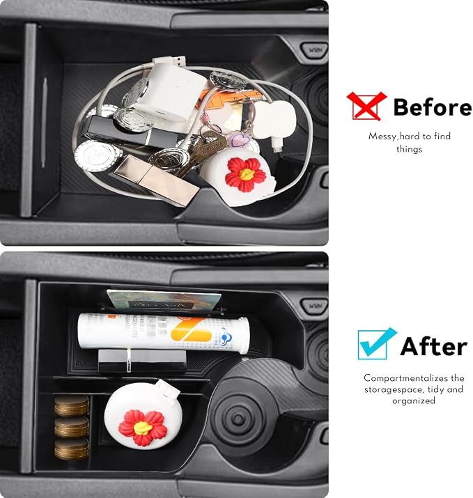 MARCHFA Center Console Organizer Tray Compatible for 2023 2024 2025 Kia NIRO with Cup Holders for Car Backseat