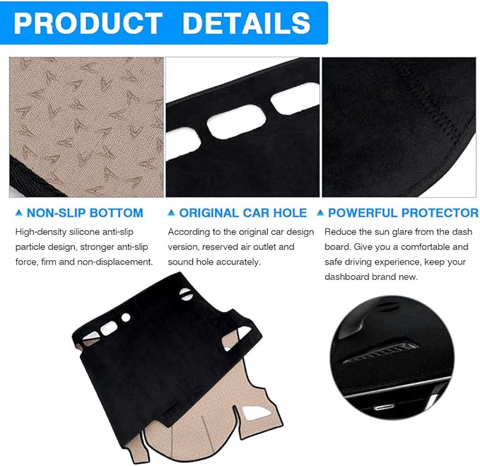 Autorder Dashboard Cover Mat for Toyota Corolla 2019-2022 2023 2024 2025 2026 Accessories Dash Cover Flannel Dash Mat Sunshade Glare UV Rays Protector