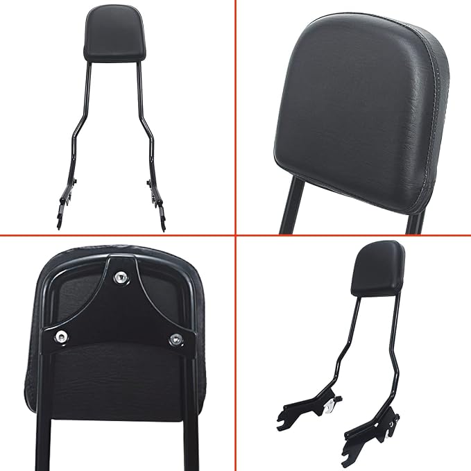 Backrest, Sissy Bar Upright w/Backrest Pad fits for Harley Softail FLDE, FLHC, FLHCS, FLSL, FXBB, and FXST models 2018-2024, Gloss Black