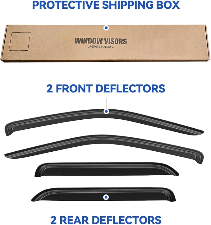 Window Visors Rain Guards Shield for 2001-2012 Ford Escape, Out-Channel Window Vent Wind Deflectors Visors Shades for 2005-2012 Ford Escape Hybrid, 2008-2012 Mazda Tribute, 2005-2011 Mercury Mainer
