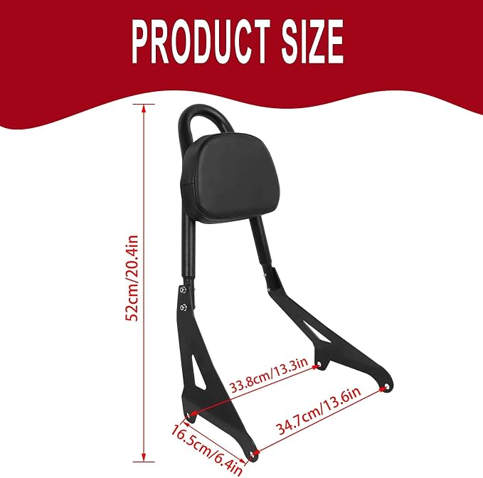 Detachable Backrest Sissy Bar Replacement for Yamaha Stryker XVS1300 XVS 1300 2011-2019 Motorcycle Passenger Backrest(without luggage rack)