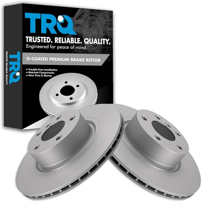 TRQ Rear Brake Rotor Set G Coated Vented Compatible with 2011-2017 BMW X3 2015-2018 X4
