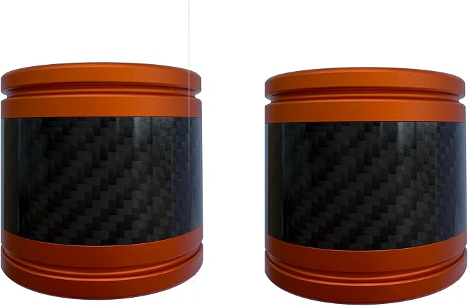 Motorcycle front and rear crash bar decorative wheels, engine crash bar sliders, and saddlebag crash bar decorative covers, CNC machined with embedded carbon fiber accents. (orange)