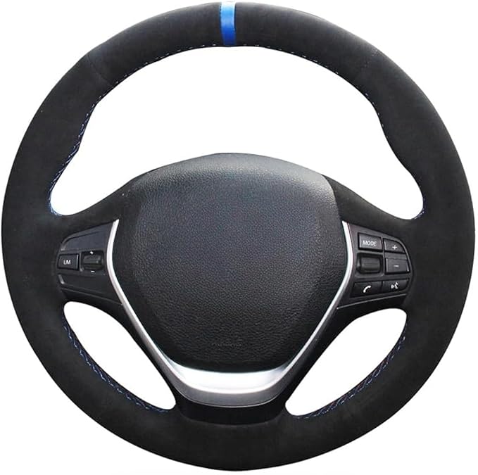 MEWANT Hand Stitch Black Suede Steering Wheel Cover for BMW 2Series F22 F23 F30 F34 F32 F33 F36 DIY Steering Wheel Wrap