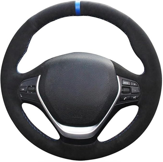 MEWANT Hand Stitch Black Suede Steering Wheel Cover for BMW 2Series F22 F23 F30 F34 F32 F33 F36 DIY Steering Wheel Wrap