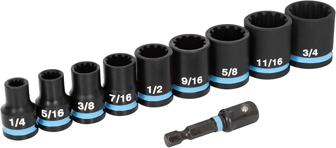 Spyder 10-Piece 3/8-Inch Drive SAE Impact Socket Set with Adapter (19702)