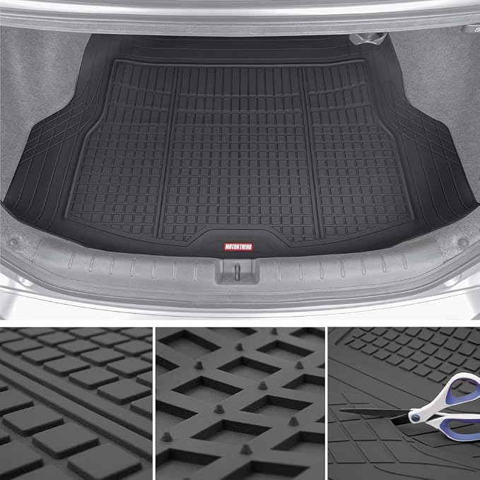 Motor Trend Premium FlexTough All-Protection Cargo Mat Liner + Motor Trend DeepDish Floor Mats for Cars Full Set