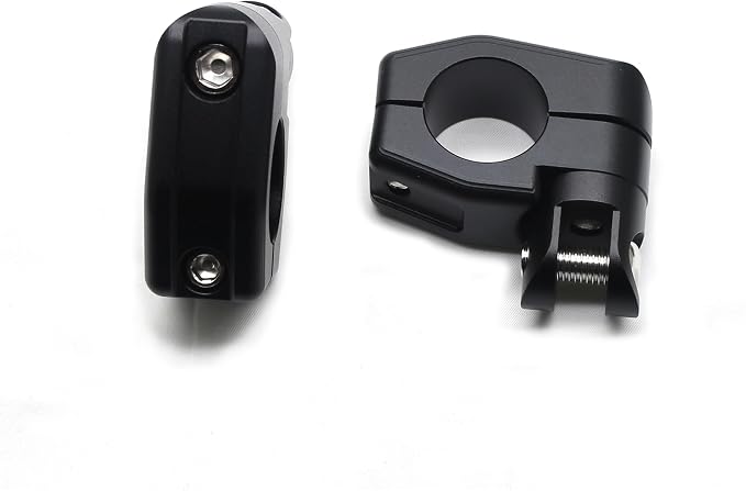 MZS Motorcycle Highway Pegs, 1.25" CNC Highway Foot Pegs Adjustable Short Mount Clamps Compatible with Road Glide King Softail Electra Street Glide Sportster Dyna Rebel Shadow for 1 1/4 Engine Guard