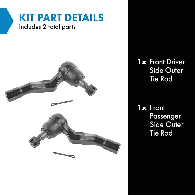 TRQ Front Outer Tie Rod Set 2 Piece Compatible with 2003-2007 Infiniti G35 03-09 Nissan 350Z