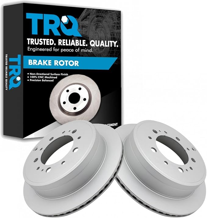 TRQ Rear Brake Rotor Set G Coated Vented Compatible with 2008-2021 Lexus LX570 2008-2021 Toyota Land Cruiser 2008-2022 Sequoia 2007-2021 Tundra