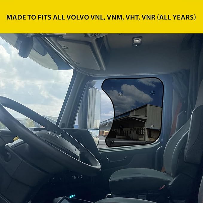 Side Window Sun Shade for Volvo VNL Semi-Truck - Custom Fit for Volvo VNL, VNM, VHT, VNR (All Years) - Interior UV Protection