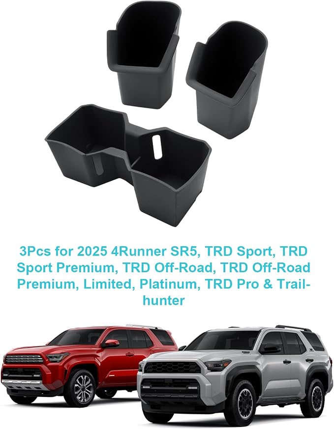 CDEFG 3Pcs for 2025 2026 Toyota 4Runner Center Console Organizer Middle Console Storage Cup Holders for 2025 2026 Toyota 4Runner Accessories Rear Door Cup Holders