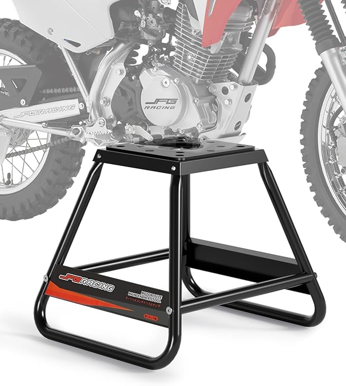 JFG RACING Dirt Bike Stand,Universal Detachable Powder Coated Anti Slip Off Road Steel MX Heavy Duty Dirtbike Maintenance Motorcycle Box Stand（Black）