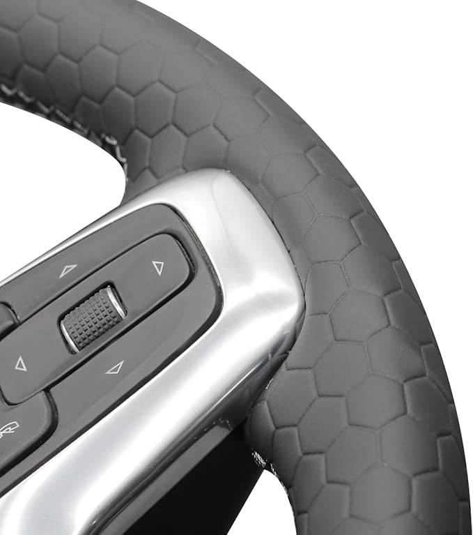 MEWANT DIY Black Solid Embossed Artificial Leather Steering Wheel Cover for Chevy Silverado 1500 Blazer Suburban Tahoe