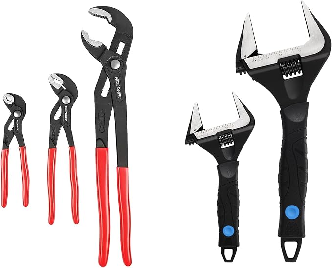 MAXPOWER Tongue and Groove Pliers and Adjustable Wrench Set