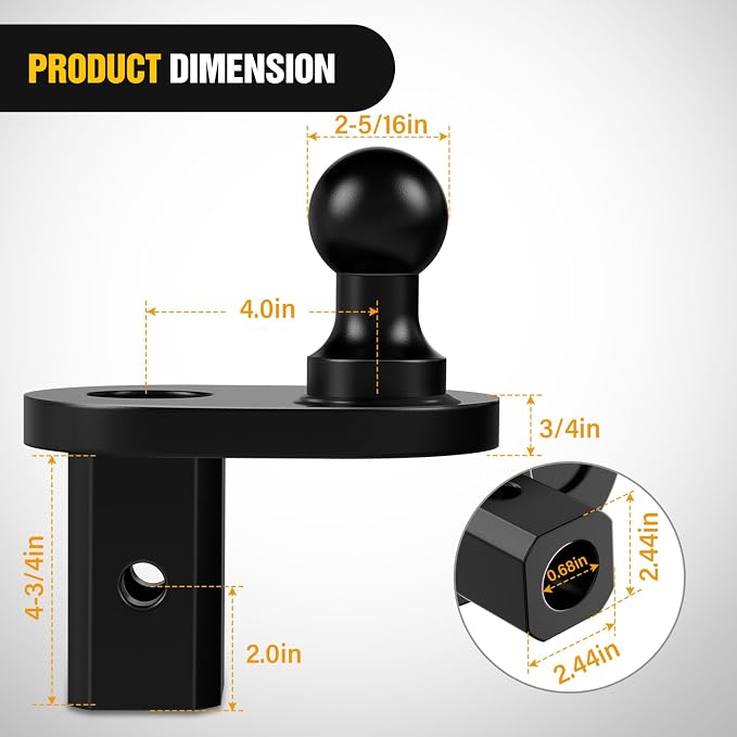 Nilight Gooseneck Ball Extender - GNXA4085, 4" Offset Ball Compatible with B&W Trailer Hitches Turnoverball Heavy Duty 2-5/16 Inch Ball 20000 lbs GTW 5000 lbs VTW