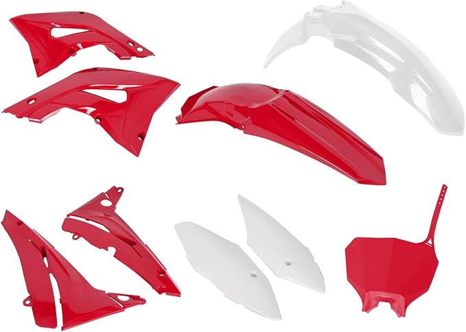 HECASA Motorcycle Plastic Kit Compatible with 2002 2003 2004 2005 2006 2007 Honda CR125R CR250R Bodywork Set Fairing - Red & White