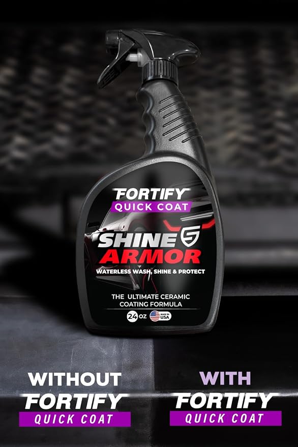 SHINE ARMOR Fortify Quick Coat 24oz | 3-in-1 Ceramic Car Wax Waterless Wash | Spray On, Wipe Off in Under 10 Minutes. 6 to 12 Month Ceramic Protection on Paint, Glass, Chrome, Trim & Wheels. Made in USA