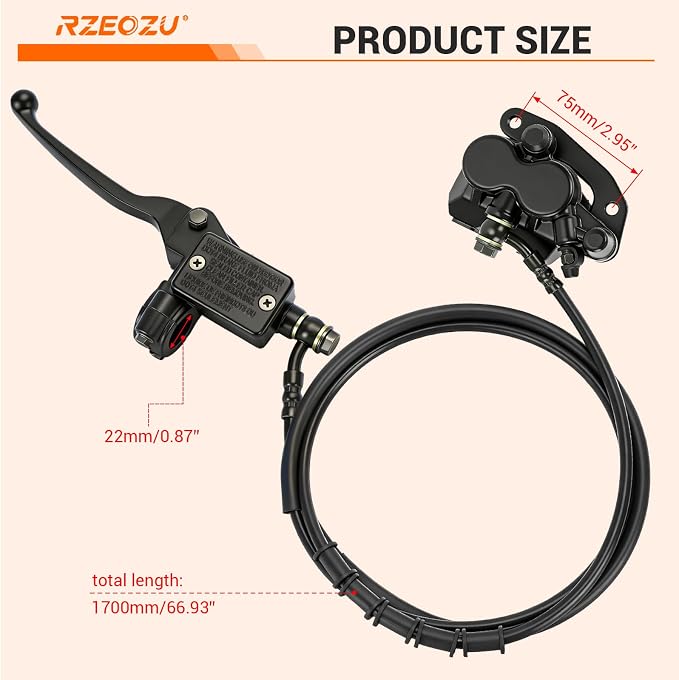 Mini Bike Rear Hydraulic Disc Brake Kit 7/8 Left Brake Master Cylinder Compatible with Coleman B200RSV B200 200cc Mega Moto B212 Minibike Parts 67" Hose