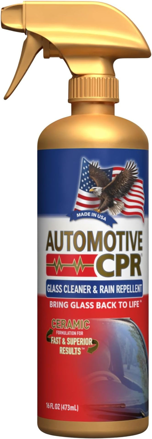 Glass Cleaner & Rain Repellent – Premium Ceramic 2-in-1 Formula Cleans & Protects – Streak-Free Shine for Windshields, Windows, & Mirrors – Made in USA – 16oz
