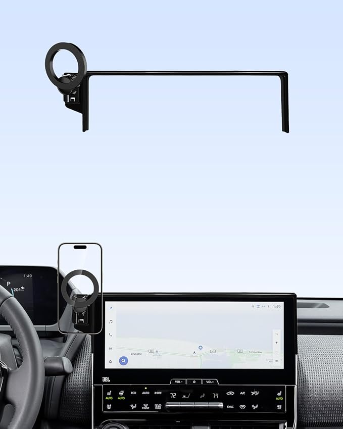PZK Car Phone Holder for Toyota BZ4X 2023-2025/ Subaru Solterra 2023 2024 2025 Accessories 8/12.3-Inch Screen Fixed Clip Compatible with MagSafe Car Phone Mount 360° Rotation Not Affect Vent