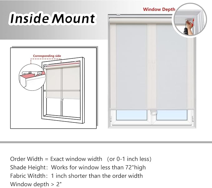 Customize Cordless Roller Shades for Windows Light Filtering Shades with 5% Openness Solar Screen Semi Sheer Roller Blinds UV Protection for Office and Home White
