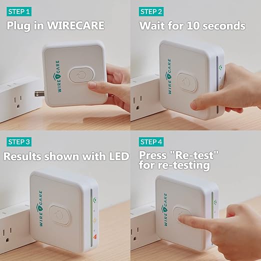 Brook Livin WireCare Outlet Tester – Plug-in Electrical Socket & Receptacle Tester with 3-Color LED Indicator, Resistance Check, Helps Identify Wiring Issues & Improve Home Safety