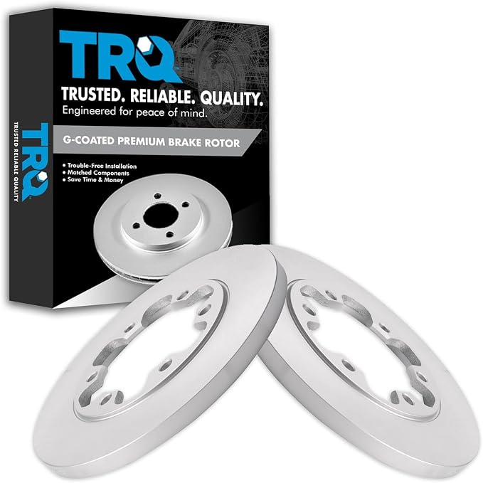 TRQ Rear Brake Rotor Set G Coated Solid Compatible with 2020-2023 Ford Transit-250 Transit-350 2015-2023 Transit-350 HD