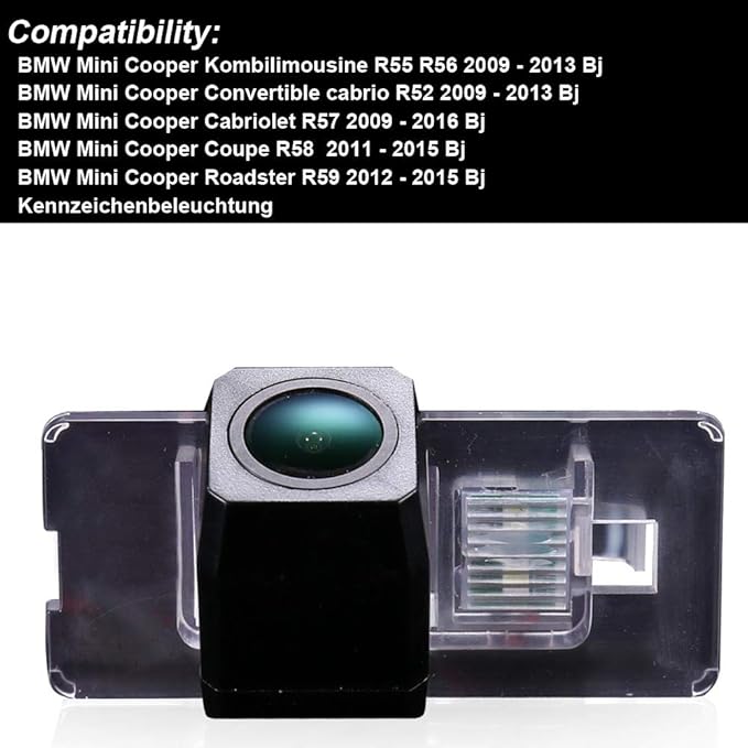 1280p Super Pro Waterproof Car Rear View Backup License Plate Light Camera Night Vision for BMW Mini Cooper Kombilimousine R55 R56/Convertible cabrio R52/Cabriolet R57/Coupe R58/Roadster R59