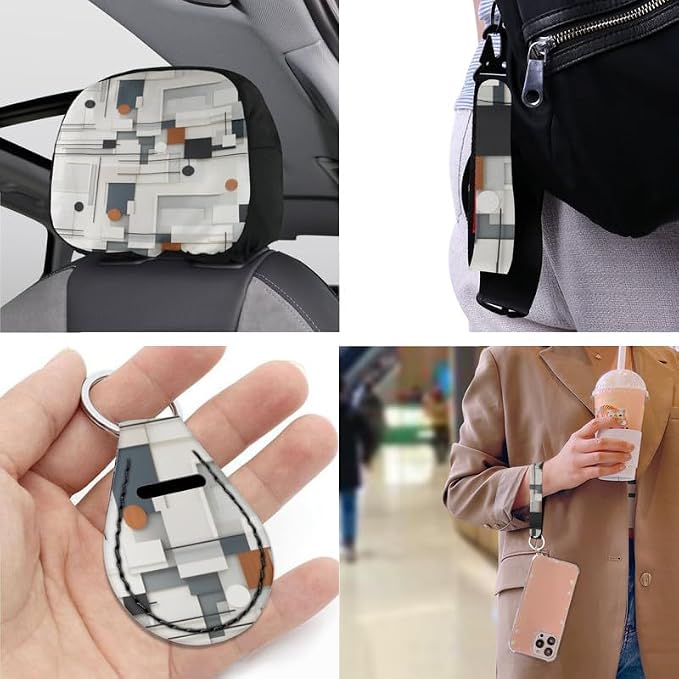 Nordic Geometry Print 13 Piece Car Seat Cover Set for Women Full Set Modern Art Style Geometries Car Seat Protectors Coaster Pads Decor Accessory