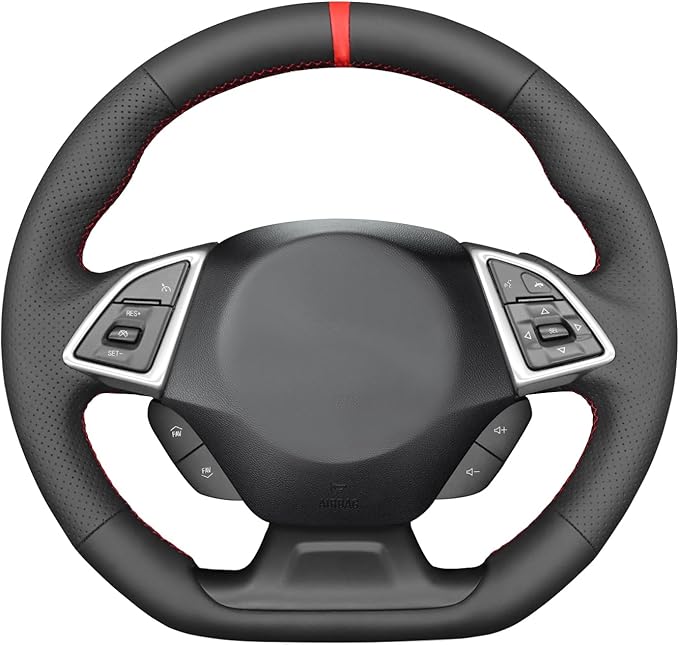 MEWANT for Camaro Steering Wheel Cover 2016-2024 Hand-Stitched for Chevy Camaro Car Steering Wheel Wrap