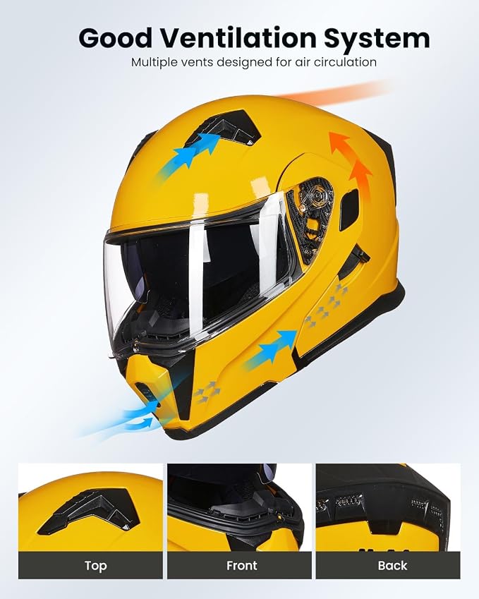 ILM Motorcycle Modular Full Face Helmet for Adult Flip up Dual Visor LED Tail Light Optional DOT