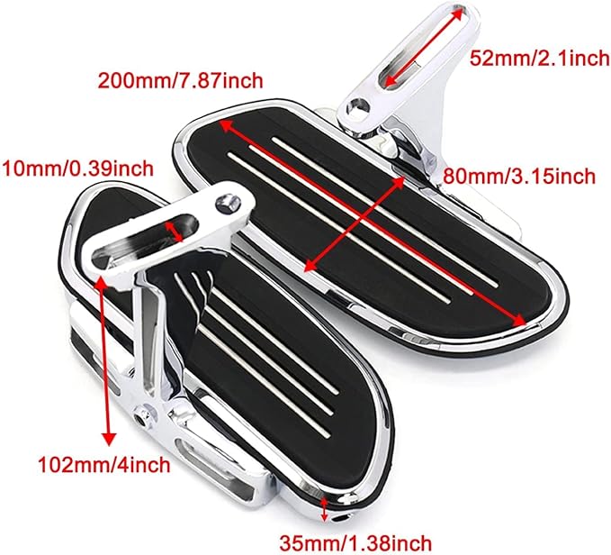 Motorcycle Passenger Floorboard Streamliner Footboard with Mount Bracket Kit Fit for Harley Touring Road Glide Street Glide Road King Electra Glide 1993-2025 (Chrome)
