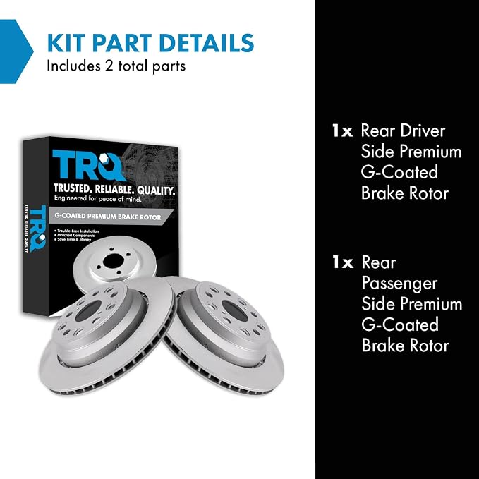 TRQ Rear Brake Rotor Set G Coated Vented Compatible with 2007-2017 Lexus LS460