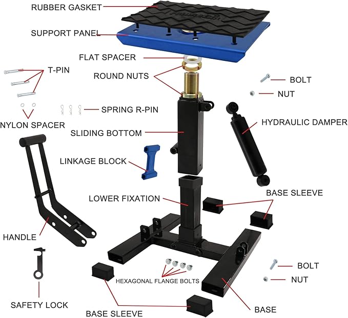 POLARBEAR Dirt Bike Stand Motorcycle Hoist Lift Stand Center Jack Adjustable Heavy Duty 1200Lbs Capacity Repair Lifting Jack Stand Table Rack(Blue)