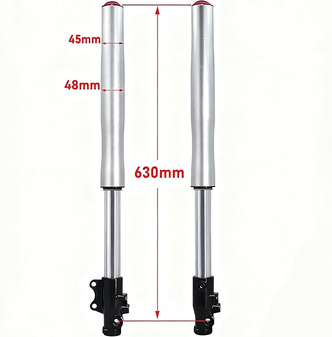 Front Inverted 630MM Fork 45MM/48MM with Shock Protector Cover for Chinese Dirt Pit Bike CRF KLX (Silver-12mm Alxe)